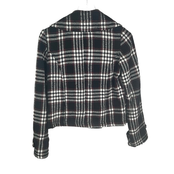 Wet Seal Peacoat Cotton Blend Double Breasted Plaid Cropped Collared Jacket - Picture 2 of 13